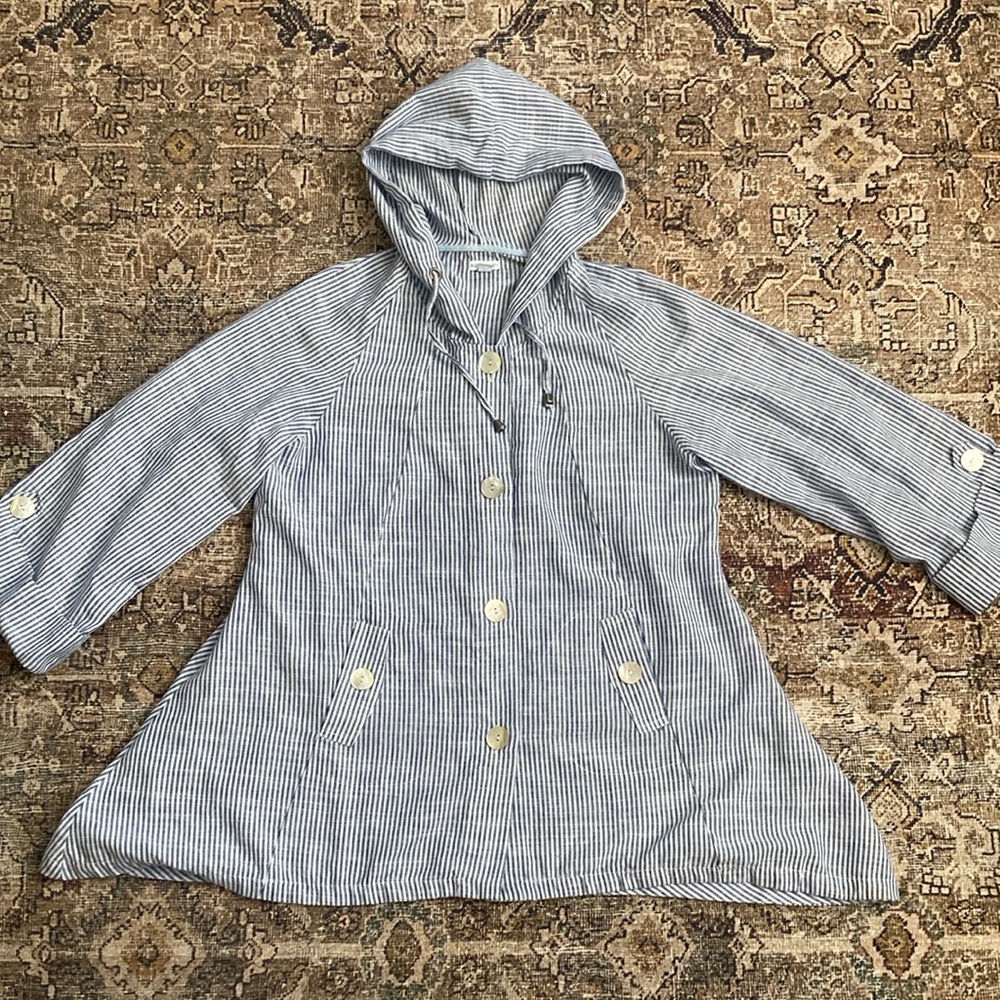 Ingrid Olsen Cotton/Linen Striped Hooded Women's Jacket
